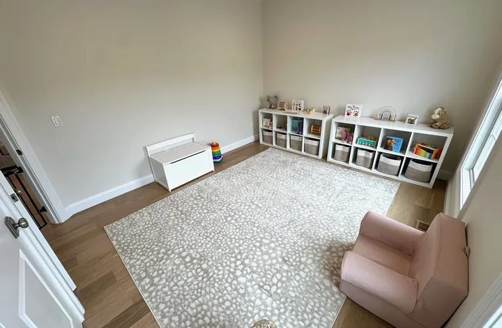 Hardwood floor installed in a playroom