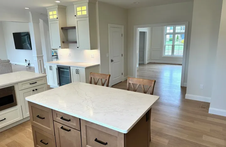 Kitchen island with a built-in beverage center