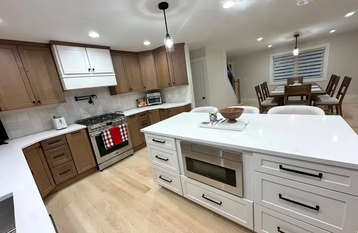 Remodeled kitchen opening onto the dining area