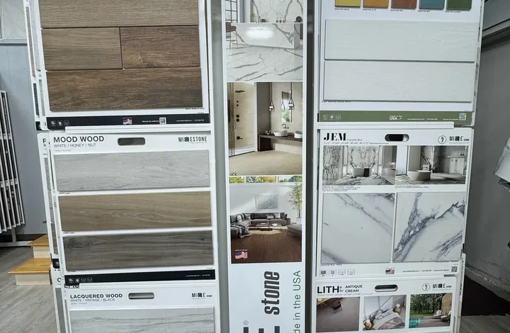 MIX Stone sustainable tile display
