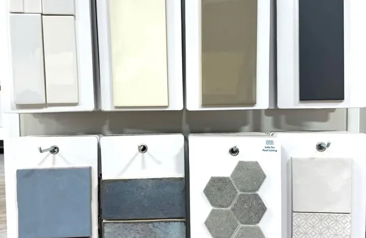 Tile sample display wall at River's Edge Home Center